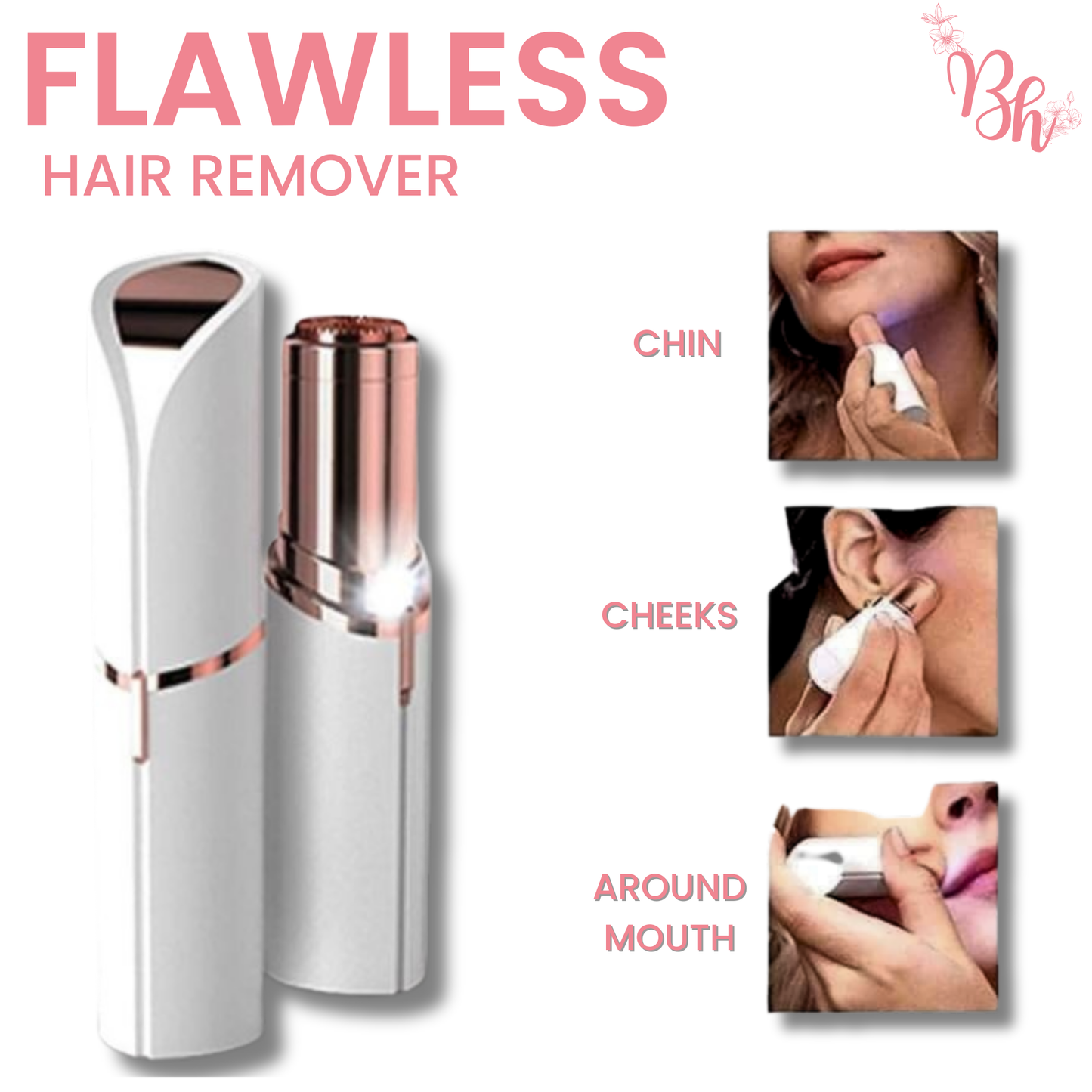 Painless Facial Hair Remover for Women | Compact, Battery-Operated with Light