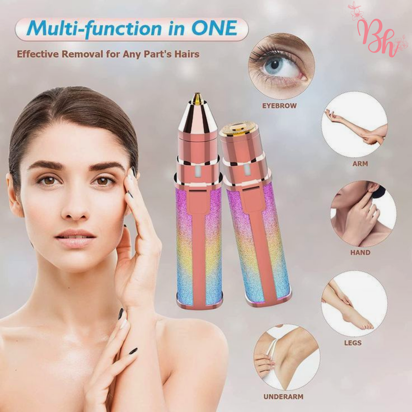 Painless Facial 2 IN 1 Hair Remover for Women | Compact, Battery-Operated with Light