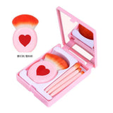 Julystar 4pcs Mini Loose Powder Brushes Easy to Clean Comfortable Handle with Mirror Makeup Brush Set for Makeup Artists