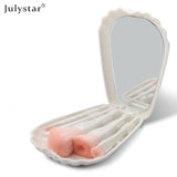 Julystar 5pcs Makeup Brush Set Shell Mirror Blusah Powder Eyeshadow Highlighter Foundation Beauty Tool white colour