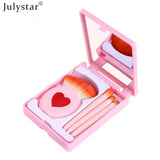 Julystar 4pcs Mini Loose Powder Brushes Easy to Clean Comfortable Handle with Mirror Makeup Brush Set for Makeup Artists