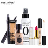 Miss Rose 6 Pcs Complete Makeup Deal (Seal Eyeliner , Mist & Fix  Matte Foundation , Concealer , Purely Foundation , Lipstick )