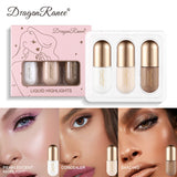 Dragon Ranee 3 Color 3D Face Highlighter Face Contour Bronzer Brightening Concealer Beautifying Cream Sticks 4.5g x 3pcs DR57