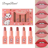 Dragon Ranee Set Of 5 Colors Makeup Matte Lipstick Non Stick Cup For Girls Moisturizing & Waterproof For Girl And For Women