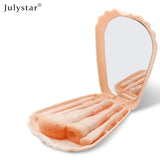 Julystar 5pcs Makeup Brush Set Shell Mirror Blush Powder Eyeshadow Highlighter Foundation Beauty Tool baby pink colour