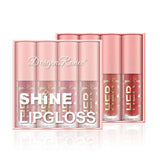 Dragon Ranee 4 Pcs Pink Lip Gloss Crystal Jelly Moisturizing Lip Oil Set