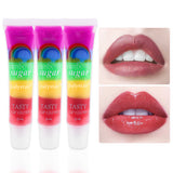 JULYSTAR 1Pcs Rainbow Lip Balm Shiny Lip Gloss Transparent Fruit Lip Balm LC-611