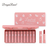 Dragon Ranee 10 Pieces Velvet Matte Pink Lipstick Set Sexy Long Lasting Makeup Waterproof Lip Gloss for Girls & Womens