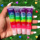 JULYSTAR 1Pcs Rainbow Lip Balm Shiny Lip Gloss Transparent Fruit Lip Balm LC-611
