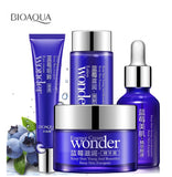 BIOAQUA 4Pcs Wonder Series Blueberry Moisturizing Eye Cream , Face Toning Lotion , Blueberry Liquid Serum , Face Cream.